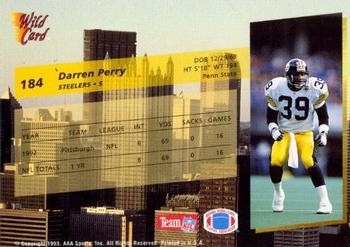 1993 Wild Card - 5 Stripe #184 Darren Perry Back