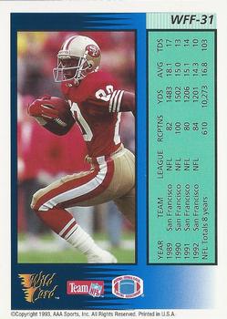 1993 Wild Card - Field Force Gold #WFF-31 Jerry Rice Back