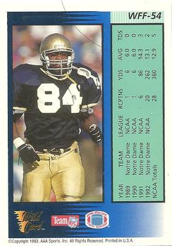 1993 Wild Card - Field Force Gold #WFF-54 Irv Smith Back