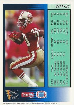 1993 Wild Card - Field Force Silver #WFF-31 Jerry Rice Back