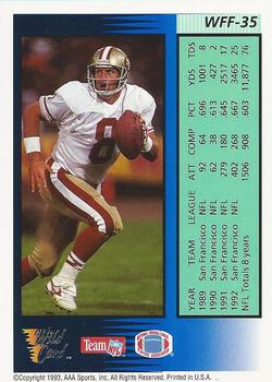 1993 Wild Card - Field Force Silver #WFF-35 Steve Young Back