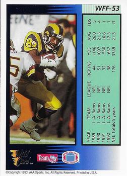 1993 Wild Card - Field Force Silver #WFF-53 Willie Anderson Back