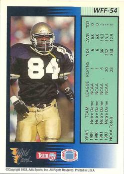 1993 Wild Card - Field Force Silver #WFF-54 Irv Smith Back
