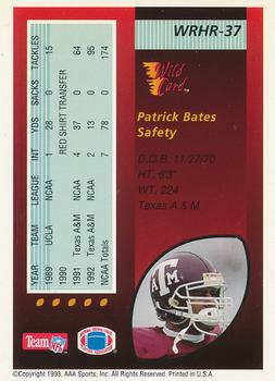 1993 Wild Card - Red Hot Rookies #WRHR-37 Patrick Bates Back