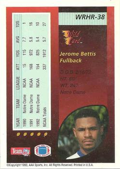1993 Wild Card - Red Hot Rookies #WRHR-38 Jerome Bettis Back