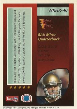 1993 Wild Card - Red Hot Rookies #WRHR-40 Rick Mirer Back