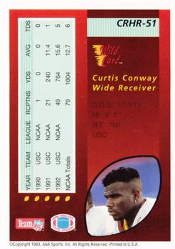 1993 Wild Card - Red Hot Rookies #CRHR-51 Curtis Conway Back