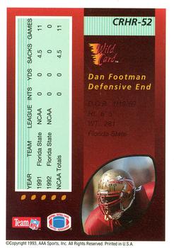 1993 Wild Card - Red Hot Rookies #CRHR-52 Dan Footman Back