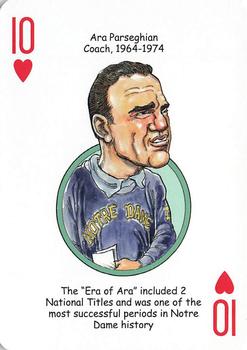 2009 Hero Decks Notre Dame Fighting Irish Football Heroes Playing Cards #10♥ Ara Parseghian Front