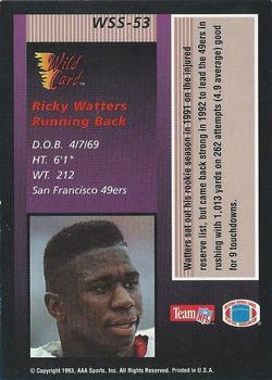 1993 Wild Card - Stat Smashers #WSS-53 Ricky Watters Back