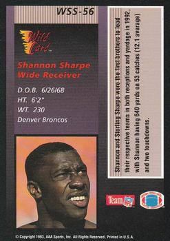 1993 Wild Card - Stat Smashers #WSS-56 Shannon Sharpe Back