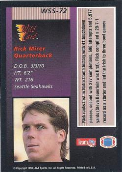 1993 Wild Card - Stat Smashers #WSS-72 Rick Mirer Back