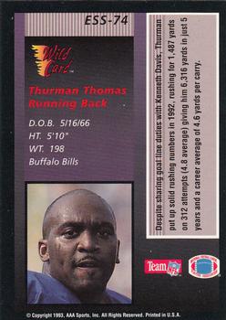 1993 Wild Card - Stat Smashers #ESS-74 Thurman Thomas Back