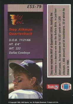 1993 Wild Card - Stat Smashers #ESS-79 Troy Aikman Back
