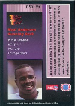 1993 Wild Card - Stat Smashers #CSS-93 Neal Anderson Back