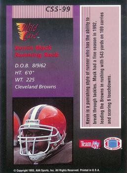 1993 Wild Card - Stat Smashers #CSS-99 Kevin Mack Back