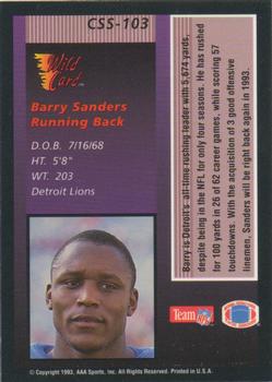 1993 Wild Card - Stat Smashers #CSS-103 Barry Sanders Back