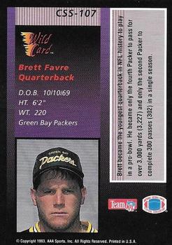 1993 Wild Card - Stat Smashers #CSS-107 Brett Favre Back