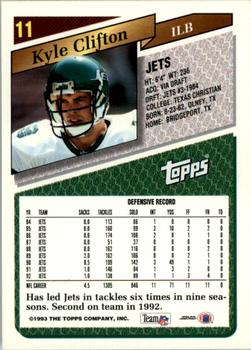 1993 Topps #11 Kyle Clifton Back