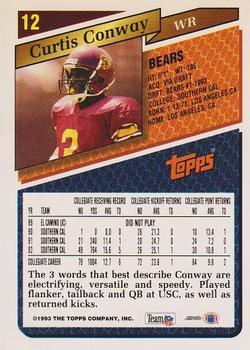 1993 Topps #12 Curtis Conway Back