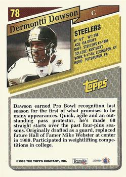 1993 Topps #78 Dermontti Dawson Back