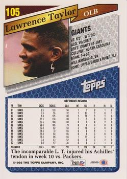 1993 Topps #105 Lawrence Taylor Back