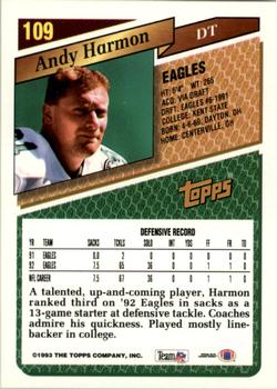 1993 Topps #109 Andy Harmon Back