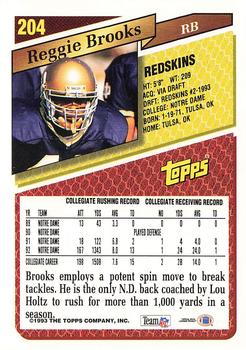 1993 Topps #204 Reggie Brooks Back