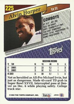 1993 Topps #225 Alvin Harper Back