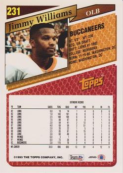 1993 Topps #231 Jimmy Williams Back