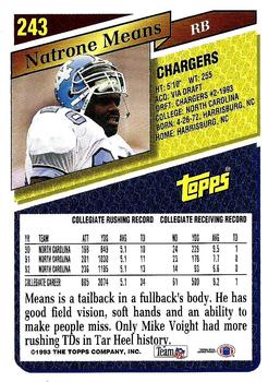 1993 Topps #243 Natrone Means Back