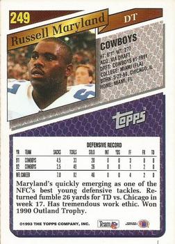 1993 Topps #249 Russell Maryland Back