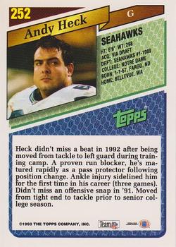 1993 Topps #252 Andy Heck Back
