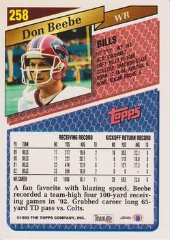 1993 Topps #258 Don Beebe Back