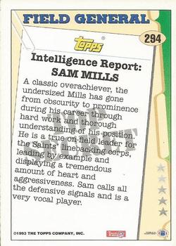 1993 Topps #294 Sam Mills Back