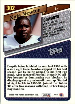 1993 Topps #302 Nate Newton Back