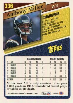 1993 Topps #336 Anthony Miller Back