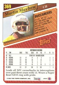 1993 Topps #369 Martin Mayhew Back