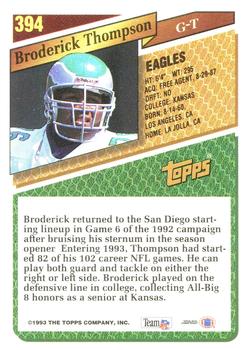 1993 Topps #394 Broderick Thompson Back
