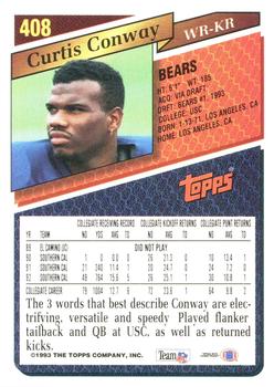 1993 Topps #408 Curtis Conway Back