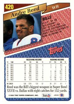 1993 Topps #420 Andre Reed Back
