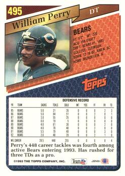 1993 Topps #495 William Perry Back
