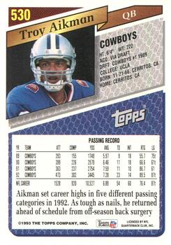 1993 Topps #530 Troy Aikman Back