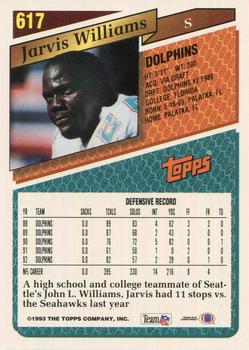 1993 Topps #617 Jarvis Williams Back