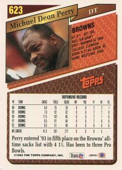 1993 Topps #623 Michael Dean Perry Back