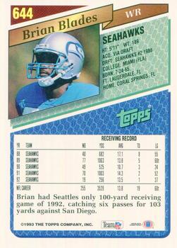 1993 Topps #644 Brian Blades Back