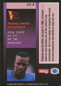 1993 Wild Card - Stat Smashers Rookies #SS-6 Thomas Smith Back