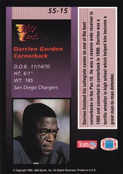 1993 Wild Card - Stat Smashers Rookies #SS-15 Darrien Gordon Back