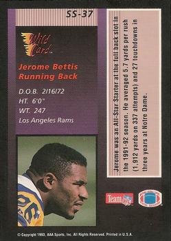 1993 Wild Card - Stat Smashers Rookies #SS-37 Jerome Bettis Back