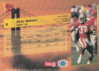 1993 Wild Card Superchrome #6 Ricky Watters Back